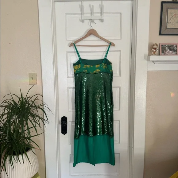 Green sequin midi dress - Picture 3 of 7